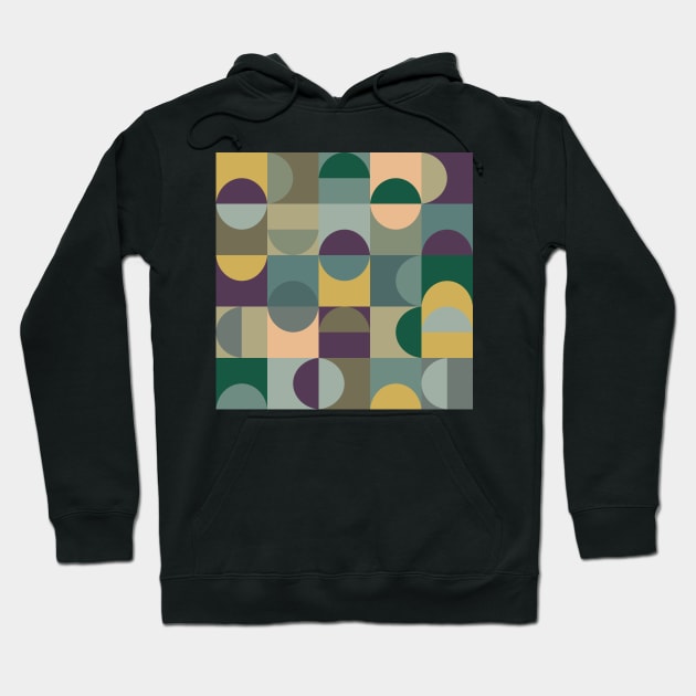 Squares Nordic Retro Vintage Abstract Pattern Hoodie by NattyDesigns